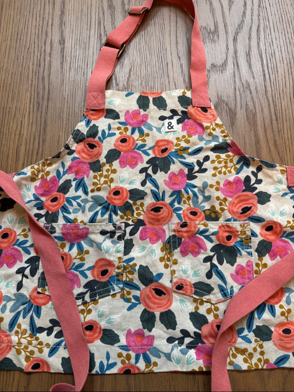 Hedley and Bennett x Rifle Paper Co. Toddler Floral Apron with Coral Straps